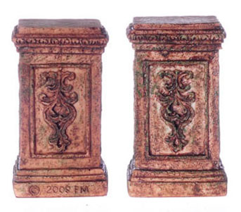 Dollhouse Miniature Acanthus Pedestal 2 Pcs (M), Gray Ancient